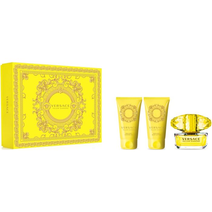 Versace Yellow Diamonds Gift Set EDT 50 ml dušigeel 50 ml Yellow Diamonds and Yellow Diamonds kehakreem 50 ml naistele