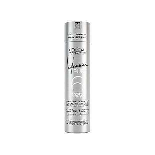 „L'Oréal Professionnel Infinium Pure Strong“ plaukų lakas – hipoalerginis plaukų lakas be kvapiklių, skirtas stipriai plaukų fiksacijai.