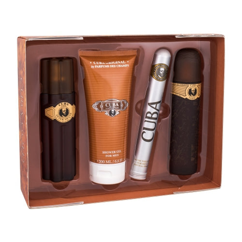 Cuba Cuba Gold kinkekomplekt EDT Parfüüm 100 ml, After Shave Cuba Gold 100 ml, dušigeel Cuba Gold 200 ml ja Cuba Gold EDT Parfüüm 35 ml meestele