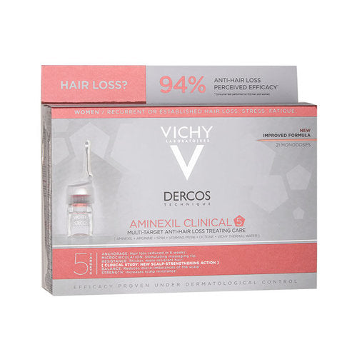 Vichy Daugiafunkcinė priemonė nuo plaukų slinkimo moterims Dercos Aminexil Clinical 5 x 21 6 ml