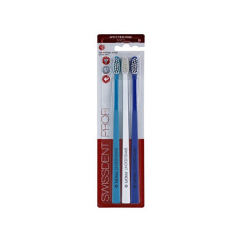 Swissdent Whitening Trio Soft Set (2 + 1 NEMOKAMAS turkis + balta + tamsiai mėlyna) - Dantų šepetėlių rinkinys