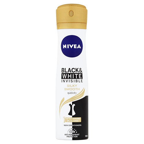 Nivea purškiamasis purškiklis juodai baltas (nematomas šilkas ir lygus) 150 ml