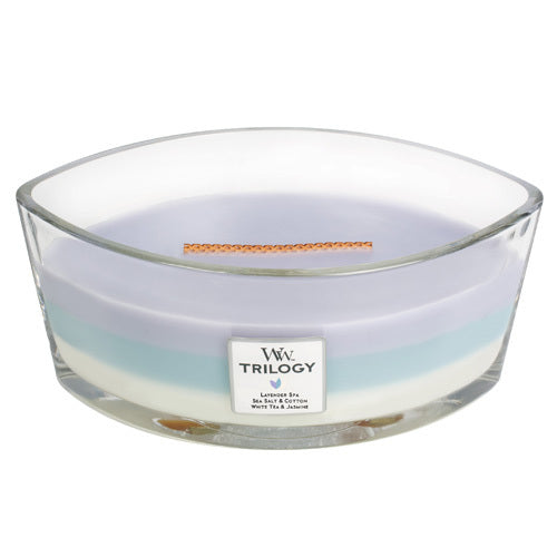 „WoodWick Calming Retreat Trilogy Ship“ (tyli prieglauda) – kvapni žvakė