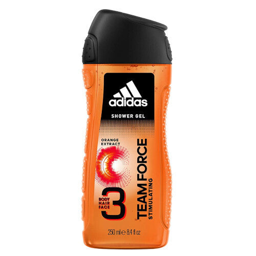 Adidas Team Force dušo želė kūno plaukams veidui – 3 viename dušo želė vyrams