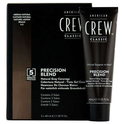 American Crew PRECISION BLEND Natural Grey Coverage 4-5 (Medium Natural) - Tonizuojančios plaukų putos žiliems plaukams 3 x 40 ml Dark