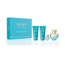 Versace Dylan Turquoise pour Femme Dovanų rinkinys EDT Kvepalai 100 ml, dušo želė 100 ml, kūno gelis 100 ml ir miniatiūrinis EDT Kvepalai 5 ml 100ml