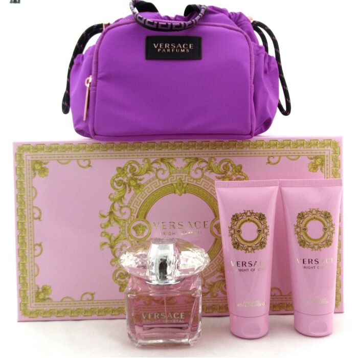 Versace Bright Crystal kinkekomplekt EDT 90 ml, kehakreem 100 ml, dušigeel 100 ml ja kosmeetikakomplekt naistele