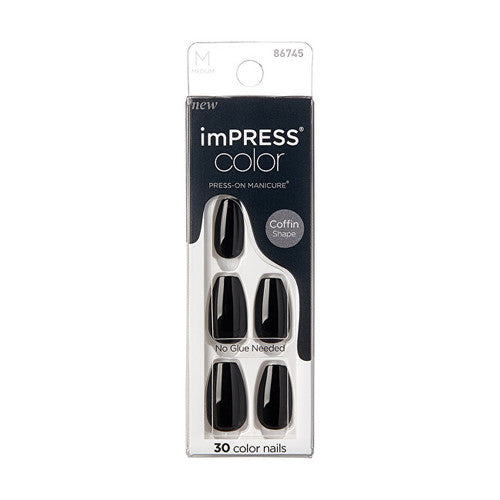 Kiss My Face ImPRESS Color MC All Black Nails 30 vnt