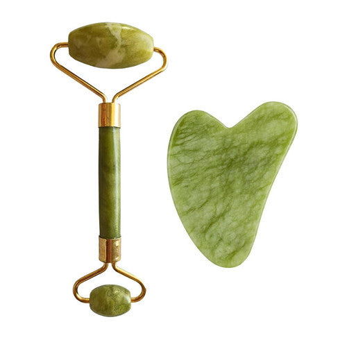 Palsar 7 Šviesiai žalias Xiuyan Jade Roller ir Gua Sha rinkinys (žalias xiuyan jadeite) Moterims