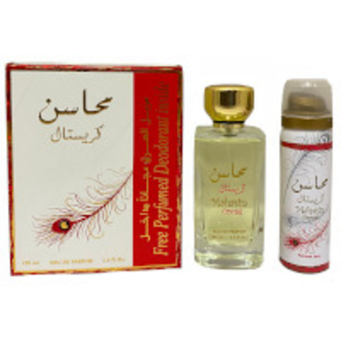 Lattafa Perfumes Mahasin Crystal dovanų rinkinys EDP 100 ml ir dezodorantas 75 ml