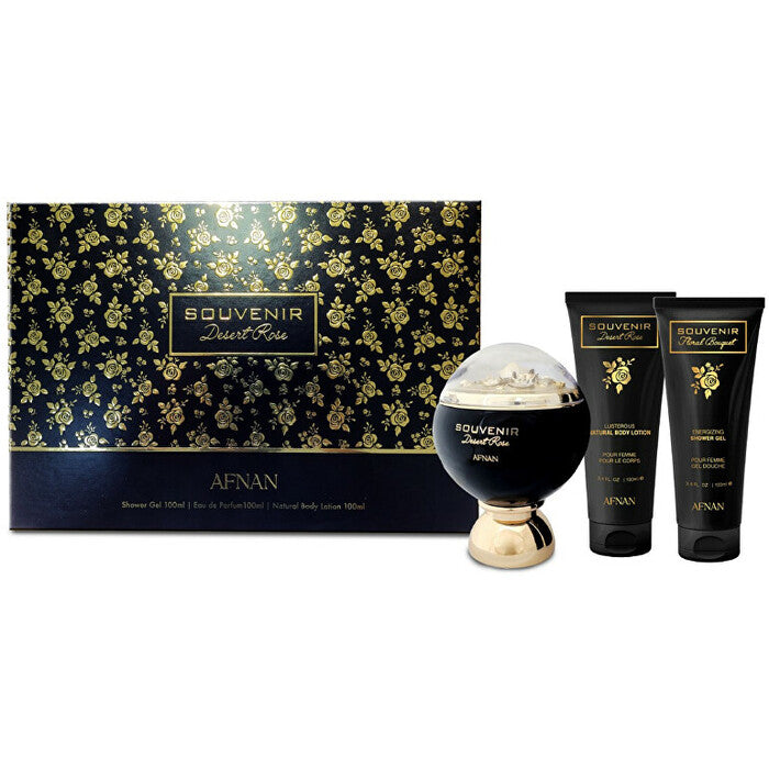 Afnan Suvenir Desert Rose kinkekomplekt EDP 100 ml, dušigeel 100 ml ja kehakreem 100 ml naistele