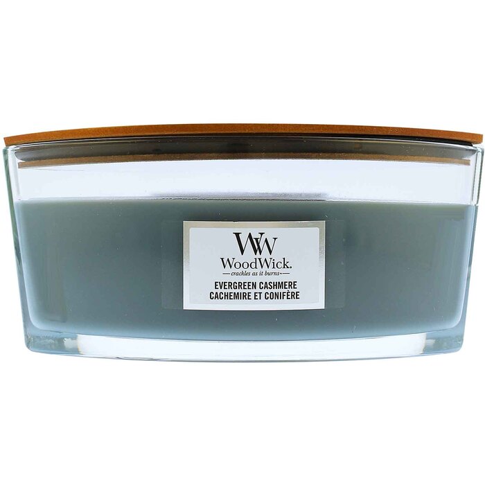 „WoodWick Evergreen Cashmere“ valtis (visžalis kašmyras)