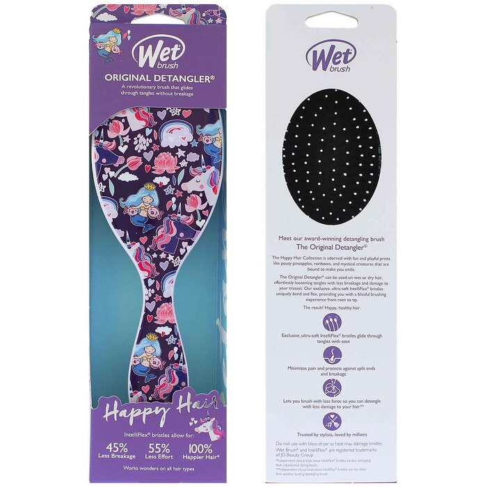 Wet Brush Originalios Detangler Happy Hair undinėlės ir vienaragiai Moterims