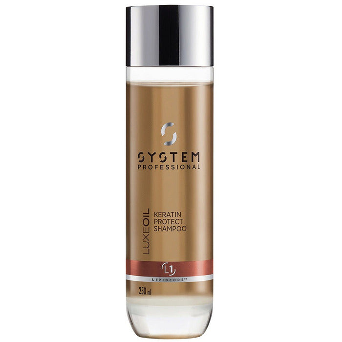 „System Professional LuxeOil Keratin Protect“ šampūnas pažeistiems plaukams