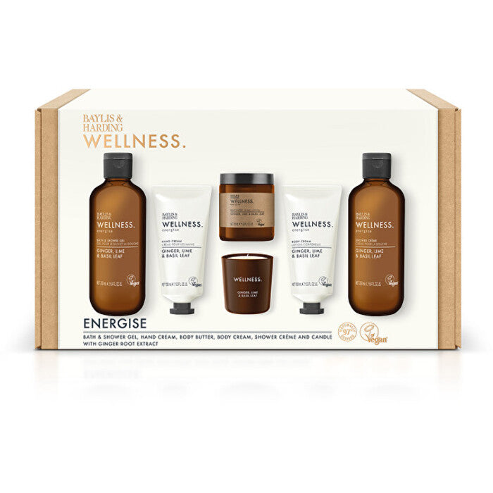 Baylis ir Harding „Wellness Energize Gift Box“ vonios ir kūno priežiūros rinkinys (imbiero, citrinos ir baziliko) Moterims