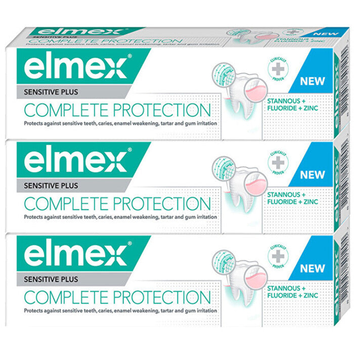 „Elmex Sensitive Plus Complete Protection“ trijų dalių dantų pasta