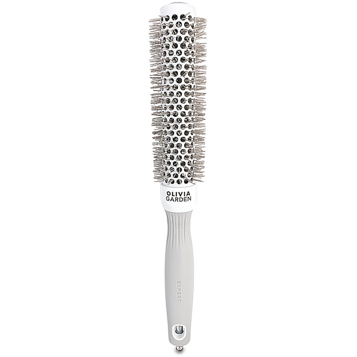 Olivia Garden Expert Blowout Speed Round Brush banguotų šerelių baltas ir pilkas (25 mm) - Apvalus plaukų šepetys