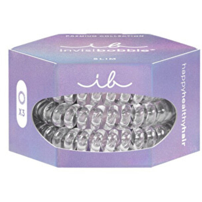 Invisibobble Slim Premium Crystal Clear - Plaukų gumytės (3 vnt.)