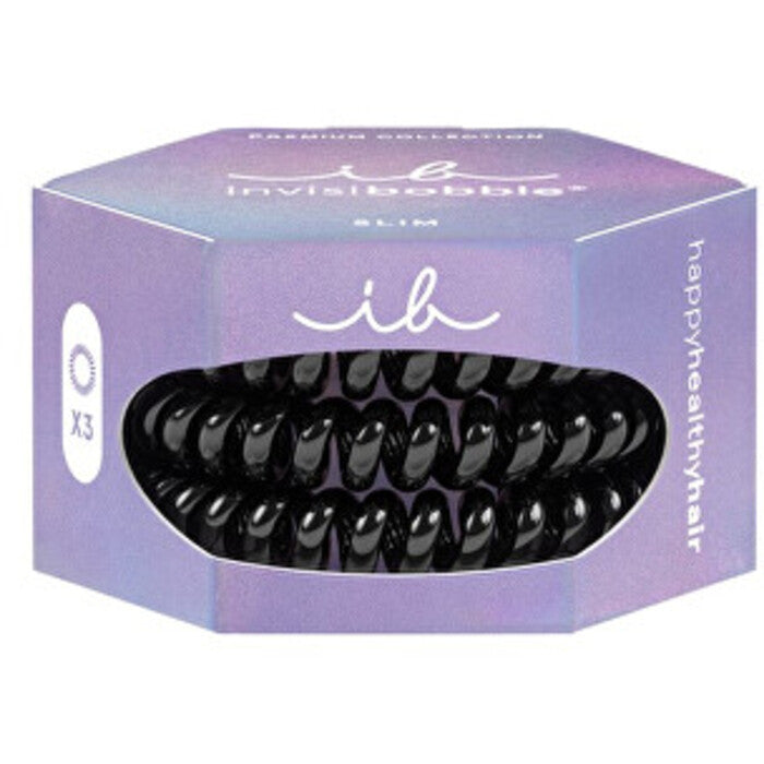 Invisibobble „Slim Premium True Black“ – „Hair Scrunchie“ (3 vnt.) Moterims
