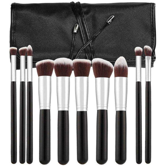 MIMO Makiažo šepetėlių rinkinys Kabuki Black ( 10 vnt ) Moterims