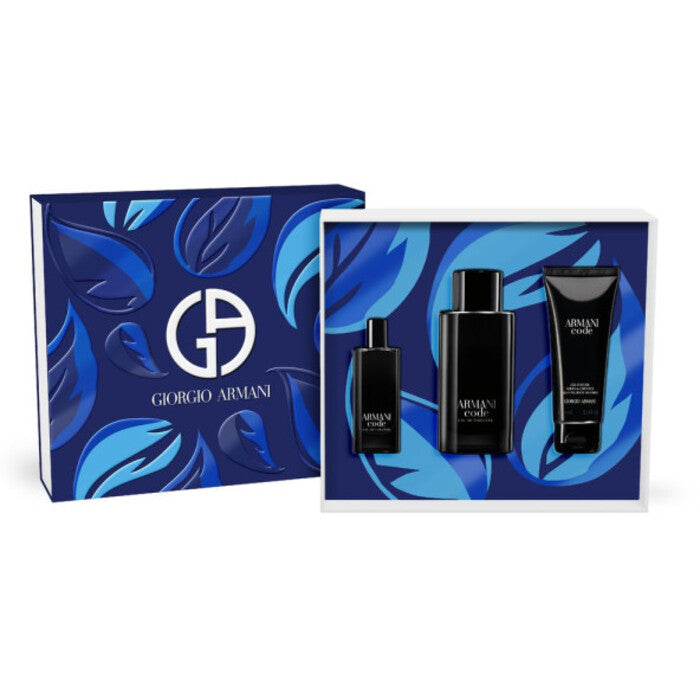 Armani Code for Men kinkekomplekt EDT 125 ml, dušigeel 75 ml ja miniatuurne EDT 15 ml Meestele