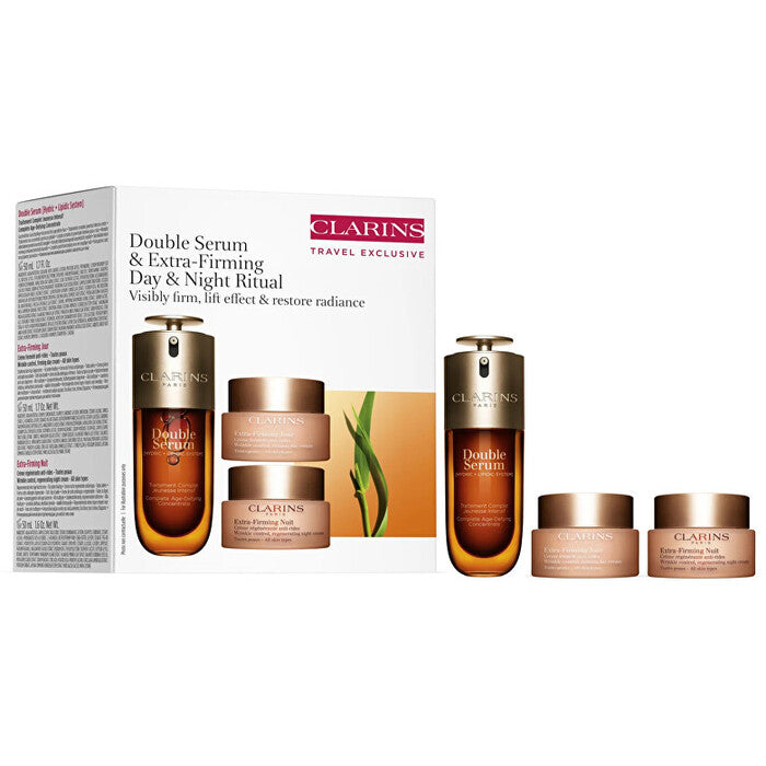 Clarins dvigubas serumas ir ypač stangrinamasis dienos ir nakties ritualų rinkinys – dovanų rinkinys
