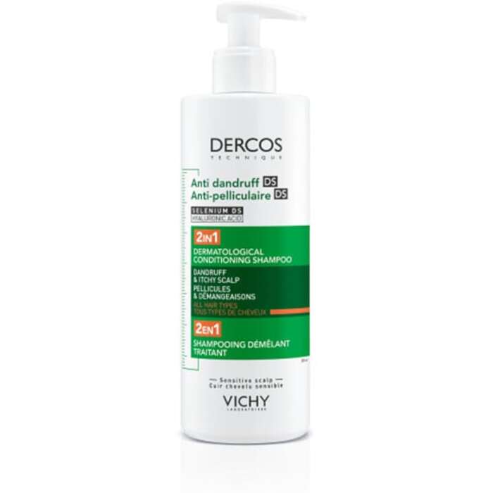 Vichy Dercos Anti-Dandruff 2in1 dermatologinis šampūnas ir kondicionierius nuo pleiskanų, 390 ml Moterims