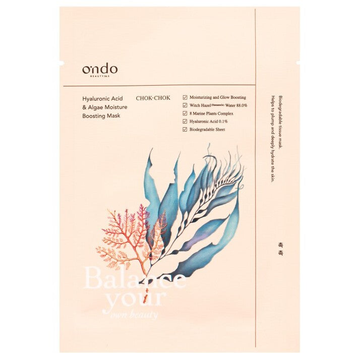 Ondo Beauty 36.5 CHOK-CHOK Hialurono rūgšties ir dumblių drėkinamoji kaukė - Drėkinamoji lakštinė kaukė