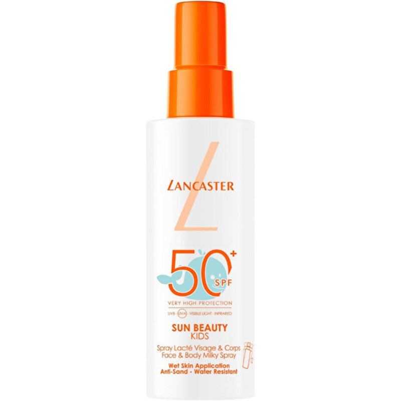 „Lancaster Sun Beauty Kids SPF 50+“ veido ir kūno pienelis purškiamas – vaikams skirtas apsauginis purškiklis nuo saulės