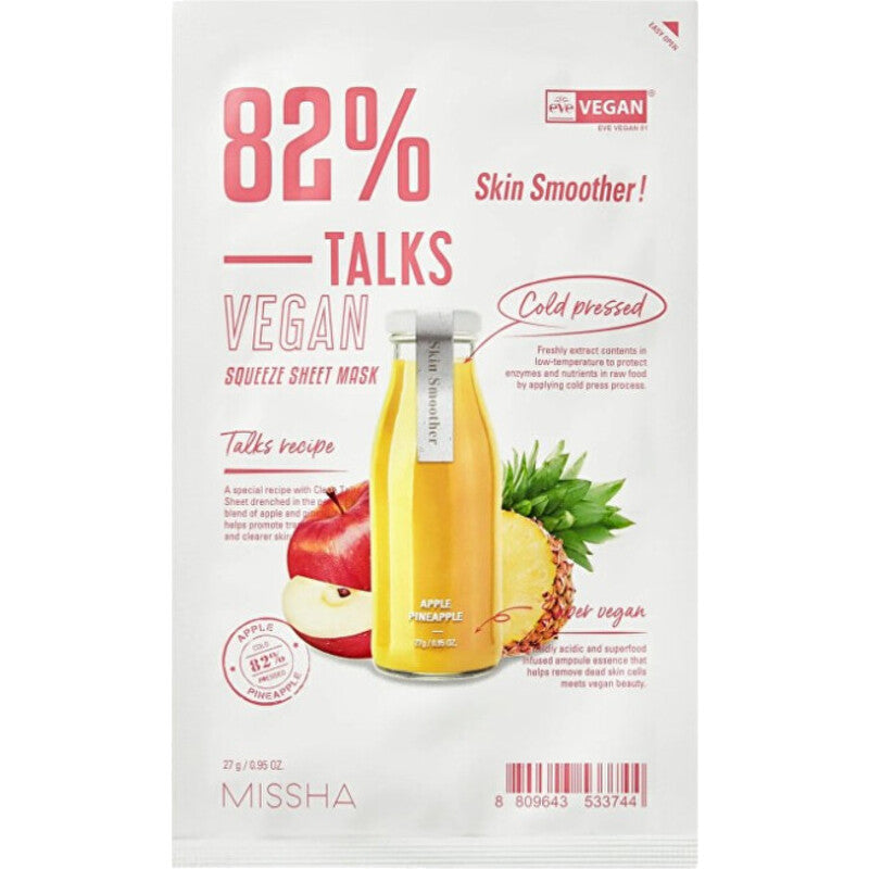 Missha Talks Vegan Squeeze Skin Smoother Sheet Mask – veganiška veido kaukė