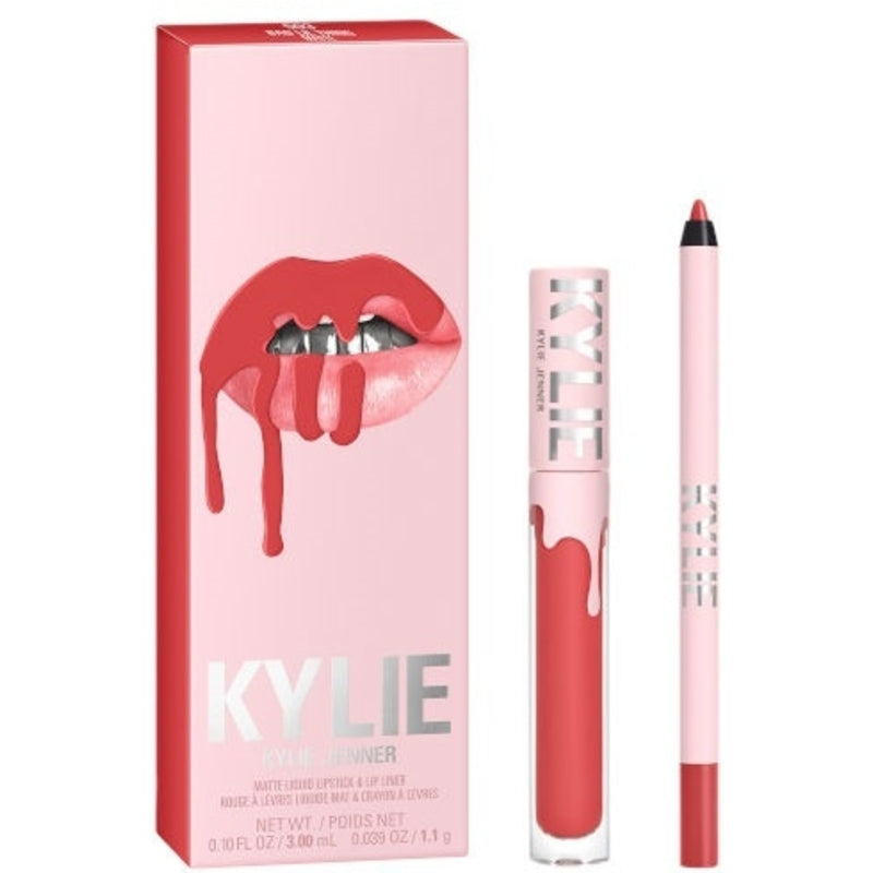 „Kylie Cosmetics“ matinių skystų lūpų dažų + lūpų pieštuko rinkinys – makiažo rinkinys 704 „Sweater Weather“ Moterims