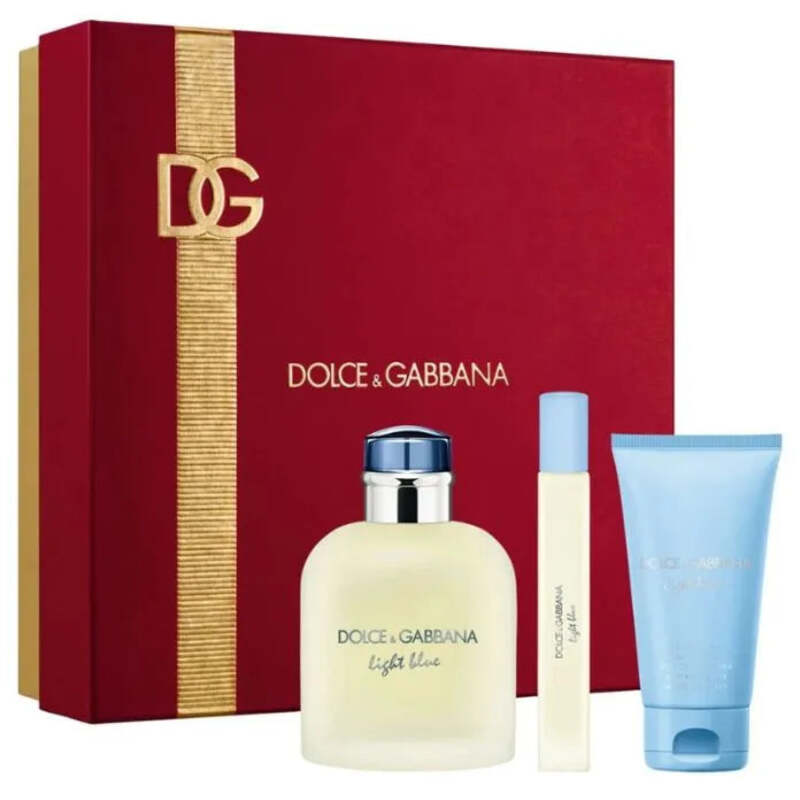 Dolce Gabbana Light Blue Pour Homme dovanų rinkinys EDT 125 ml, dušo gelis 50 ml ir mini EDT 10 ml