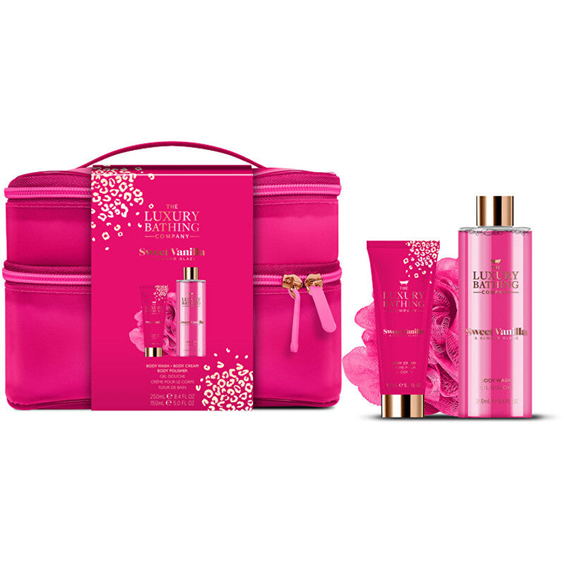 Grace Cole Vanilė & Almond Body Care Set – kūno priežiūros dovanų rinkinys kosmetinėje