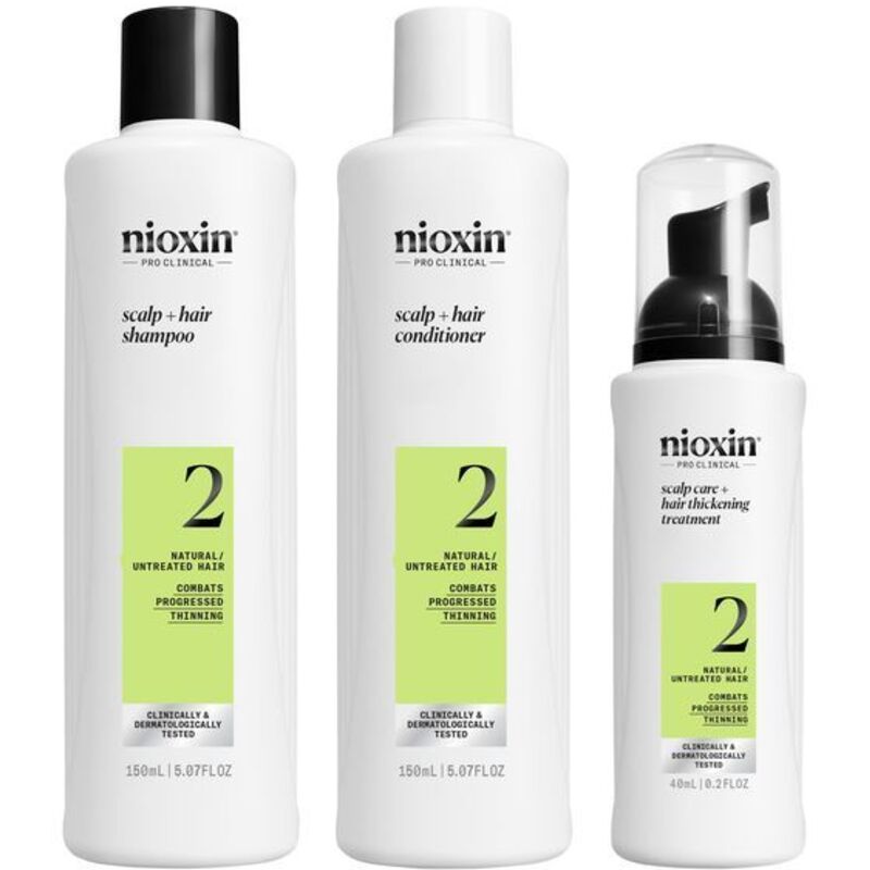 „Nioxin System 2 Set“ – priežiūros rinkinys ploniems, gerokai retėjantiems natūraliems plaukams