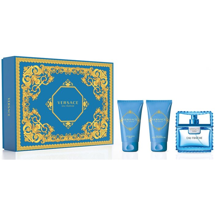Versace Man Eau Fraiche kinkekomplekt EDT 50 ml Dušigeel Man Eau Fraiche 50 ml Raseerimisjärgne palsam Man Eau Fraiche 50 ml Meestele