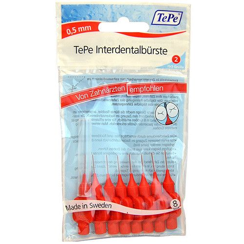 TePe Interdental Brush Normal (0,5 mm raudonas 8 vnt) - tarpdančių šepetėliai Moterims
