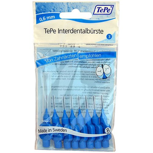 TePe Interdental Brush Normal (0,6 mm mėlynas 8 vnt) - tarpdančių šepetėliai