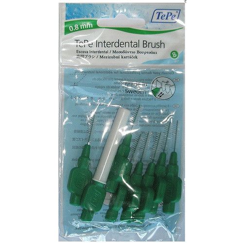 TePe Interdental Brush Normal (0,8 mm žalias 8 vnt) - tarpdančių šepetėliai Moterims