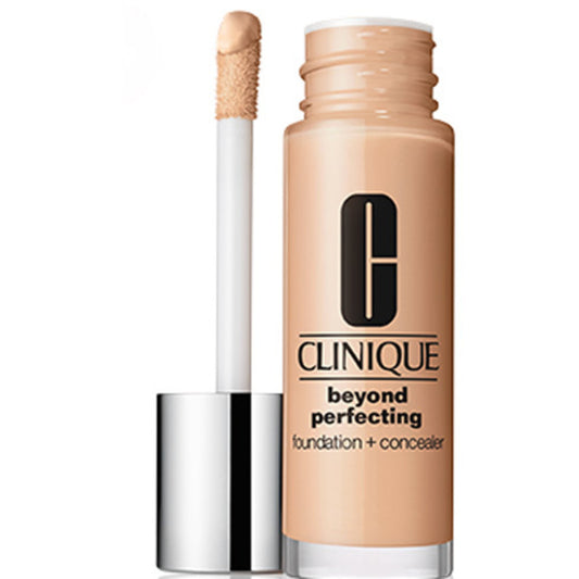 Clinique „Beyond Perfecting Foundation + Concealer“ – drėkinamasis makiažo ir maskuoklio derinys viename, 30 ml.