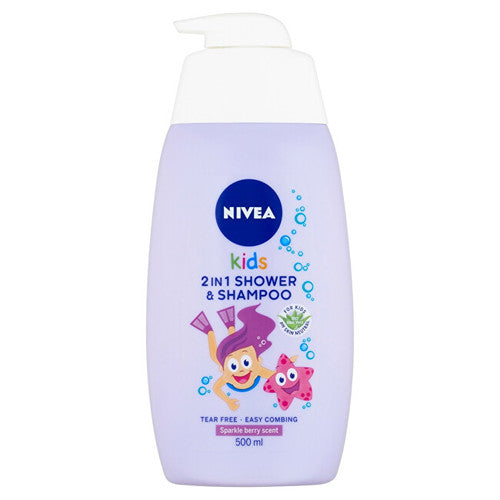 Nivea 2 in 1 dušo šampūnas – kūdikių dušo želė ir šampūnas 2 viename su miško vaisių aromatu