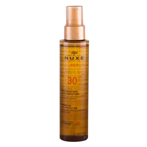 „Nuxe Sun“ įdegio aliejus su SPF 30 – apsauginis kremas nuo saulės kūnui