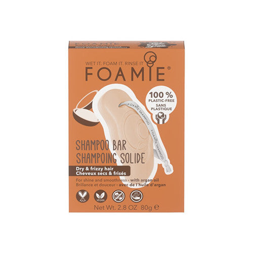 „Foamie Kiss Me Argan“ šampūno lazdelė (sausiems ir garbanotiems plaukams) – kietas šampūnas