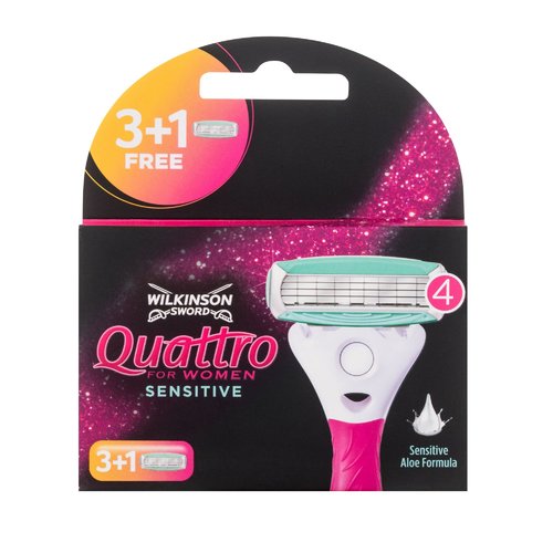 Wilkinson Sword „Quattro For Women Sensitive“ 4 dalių keičiamos galvutės