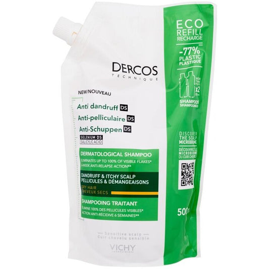Vichy Dercos Anti-Dirruff Dry Hair ECO Papildymas - šampūnas nuo pleiskanų sausiems plaukams