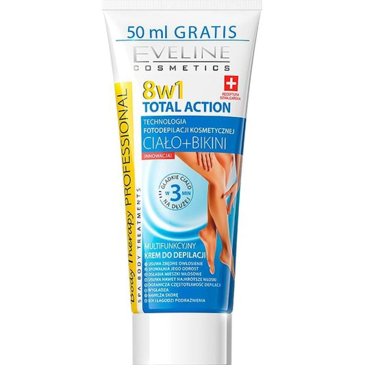 Eveline Cosmetics Body Therapy 8in1 Total Action daugiafunkcinis depiliacinis kremas – skutimosi kremas visų tipų odai