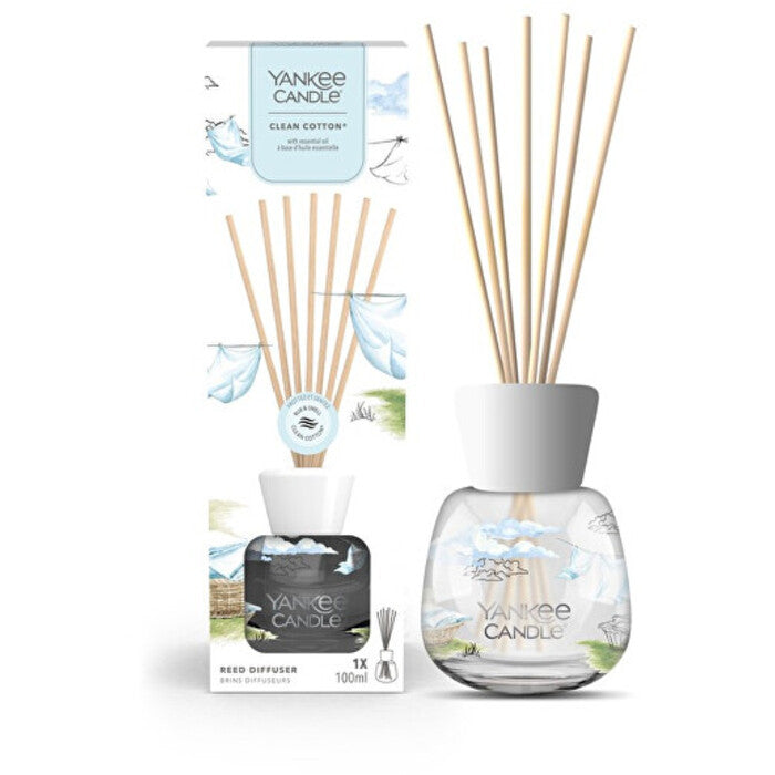 Yankee Candle „Signature Clean“ medvilnės difuzorius su lazdelėmis