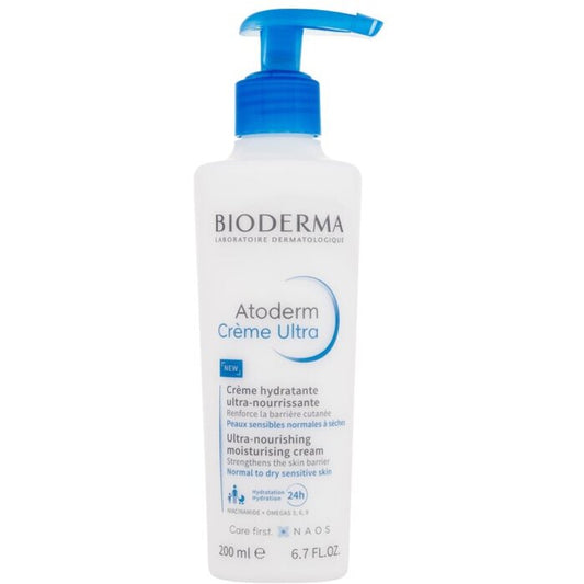  „Bioderma Atoderm Créme Ultra“ itin maitinamasis drėkinamasis kremas su pompele, 200 ml Moterims