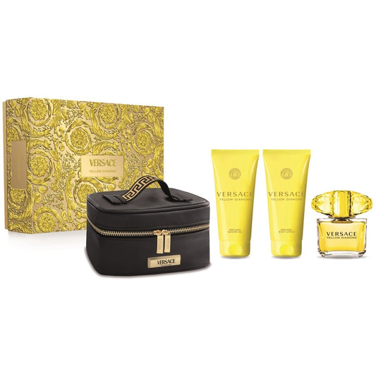 Versace Yellow Diamond kinkekomplekt EDT 90 ml, kehakreem 100 ml, dušigeel 100 ml ja kosmeetikakomplekt naistele