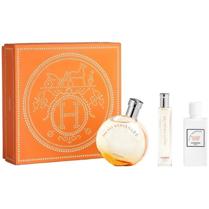 Hermes Eau Des Merveilles Gift Set EDT 50ml, Body Lotion 40ml and EDT 15ml 