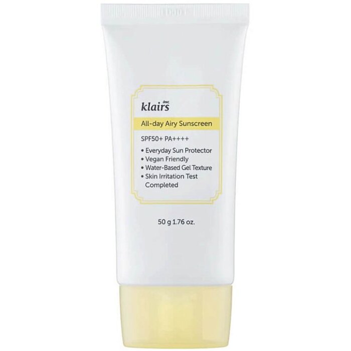 Kallis, Klairs All Day Airy päikesekaitsekreem SPF 50+ PA++++ – kerge kaitsegeel-kreem (50,0g) naistele